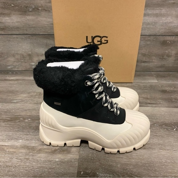 UGG | Adiroam Hiker Boot In Black and White NEW - Picture 1 of 13